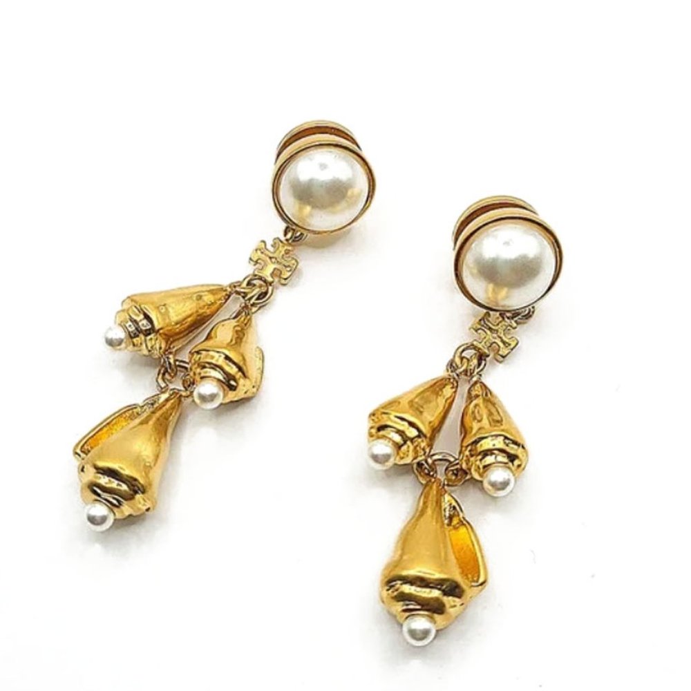 TORY BURCH Poetry of Things Pearl Shell Earrings NWOT - Picture 4 of 8